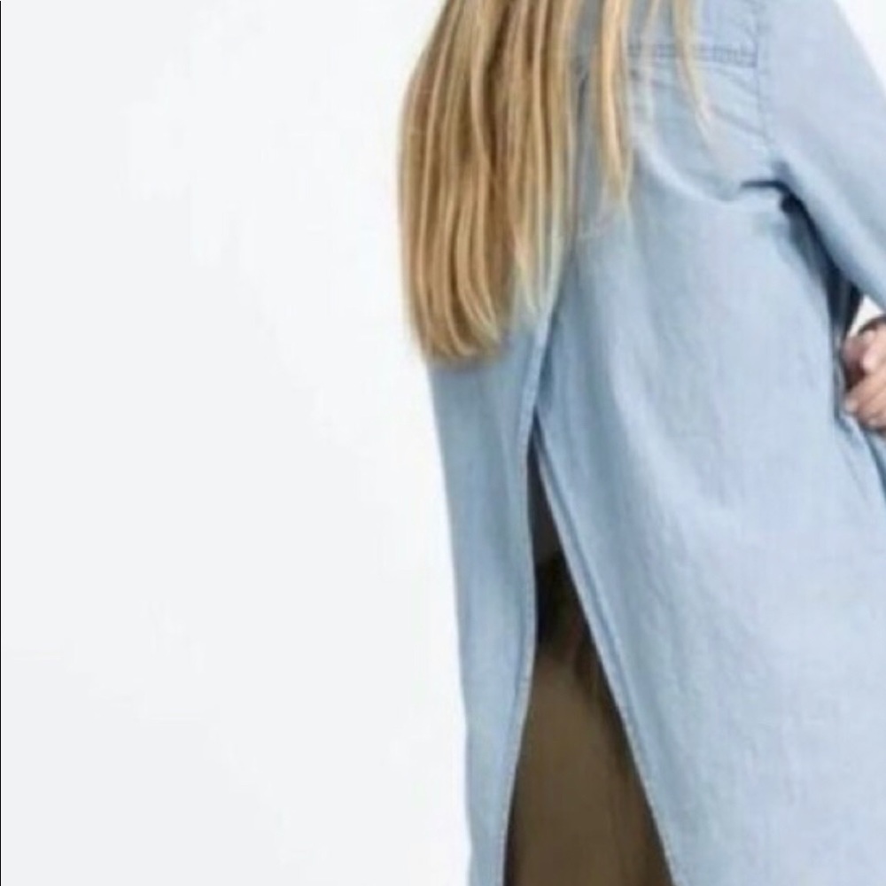 🌻ZARA Trafaluc Denim Makers split back top XS blu